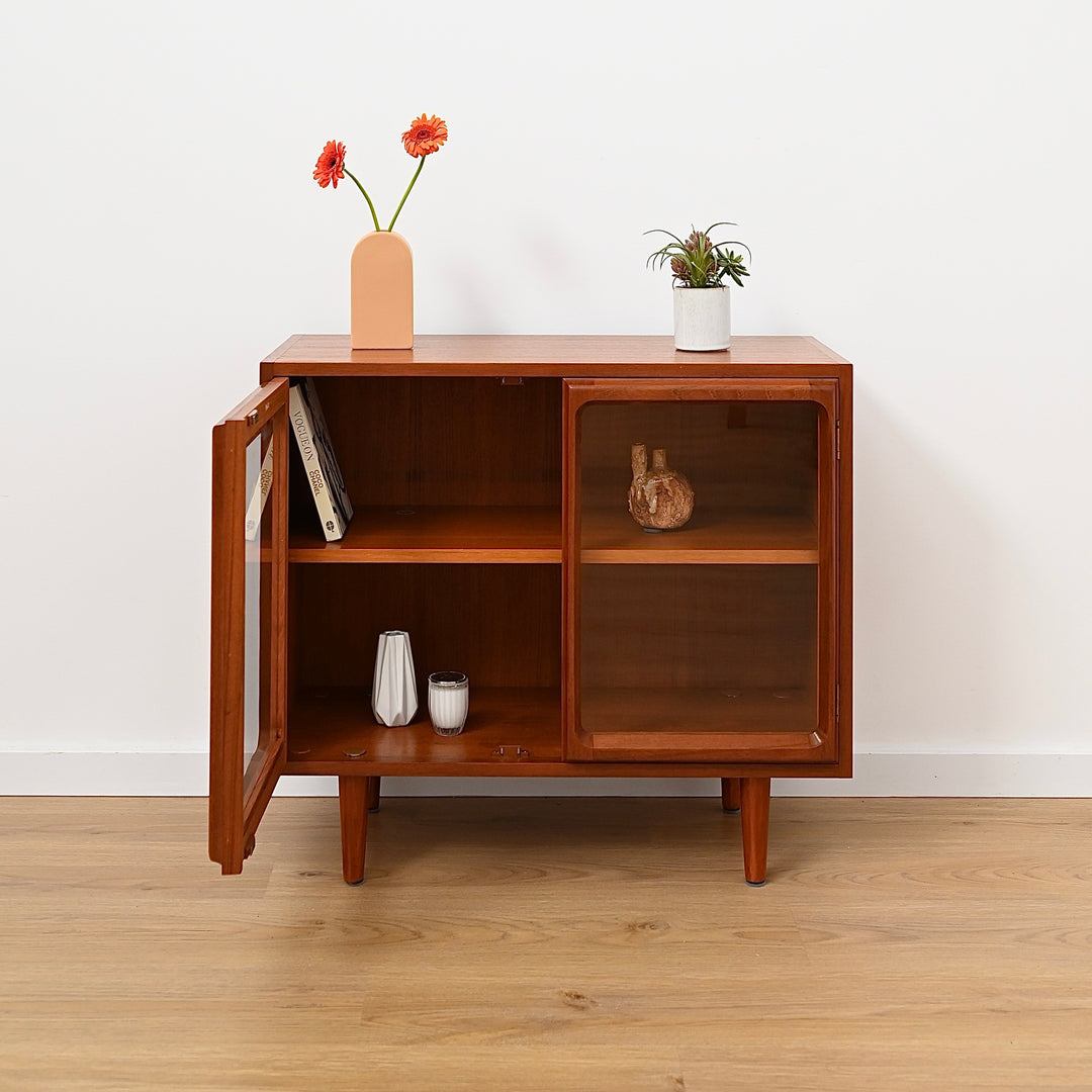 Mid Century a Teak Sideboard Glass Display Cabinet LP Record Cabinet by Chiswell