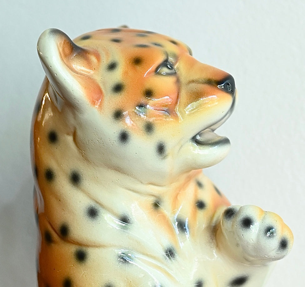 Retro 1960s Ceramic Tiger Cub Statue