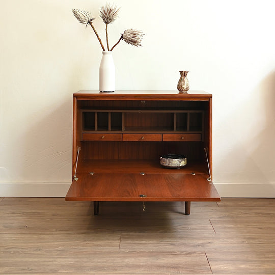 Mid Century Walnut Sideboard Storage Cabinet by Chiswell