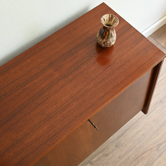 Mid Century Walnut Sideboard Storage Cabinet by Chiswell