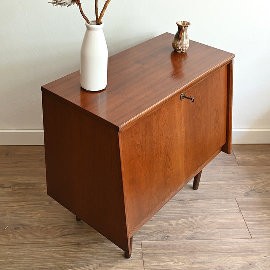 Mid Century Walnut Sideboard Storage Cabinet by Chiswell