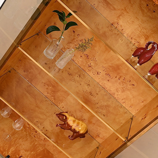 1970s Italian Burl Wood Display Cabinet