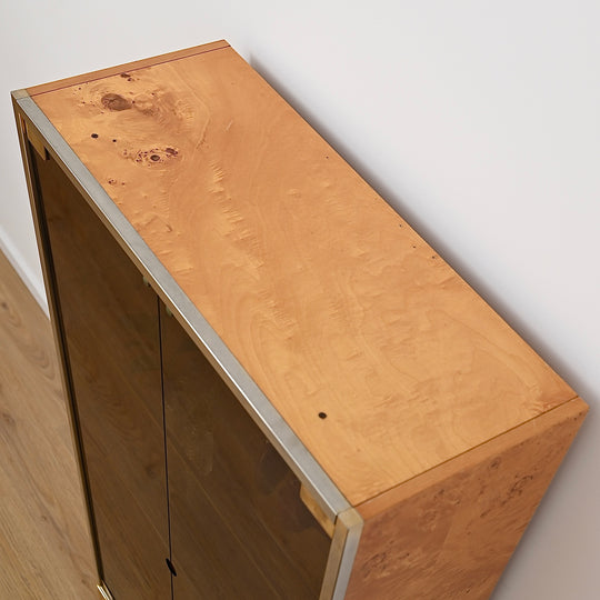 1970s Italian Burl Wood Display Cabinet