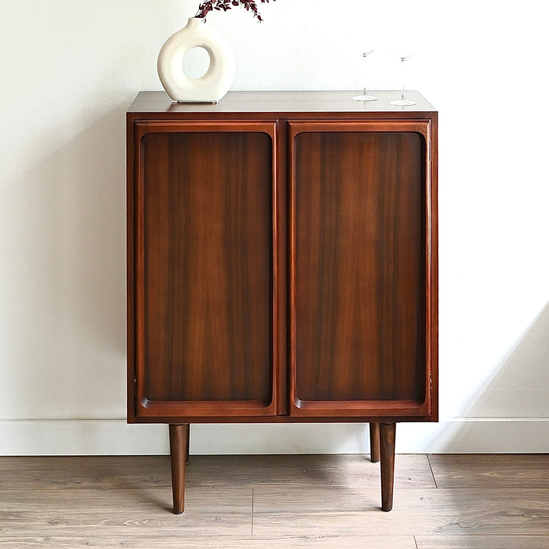 Mid Century Walnut Sideboard Bar Cabinet by Chiswell