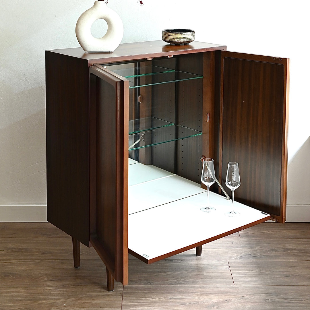 Mid Century Walnut Sideboard Bar Cabinet by Chiswell