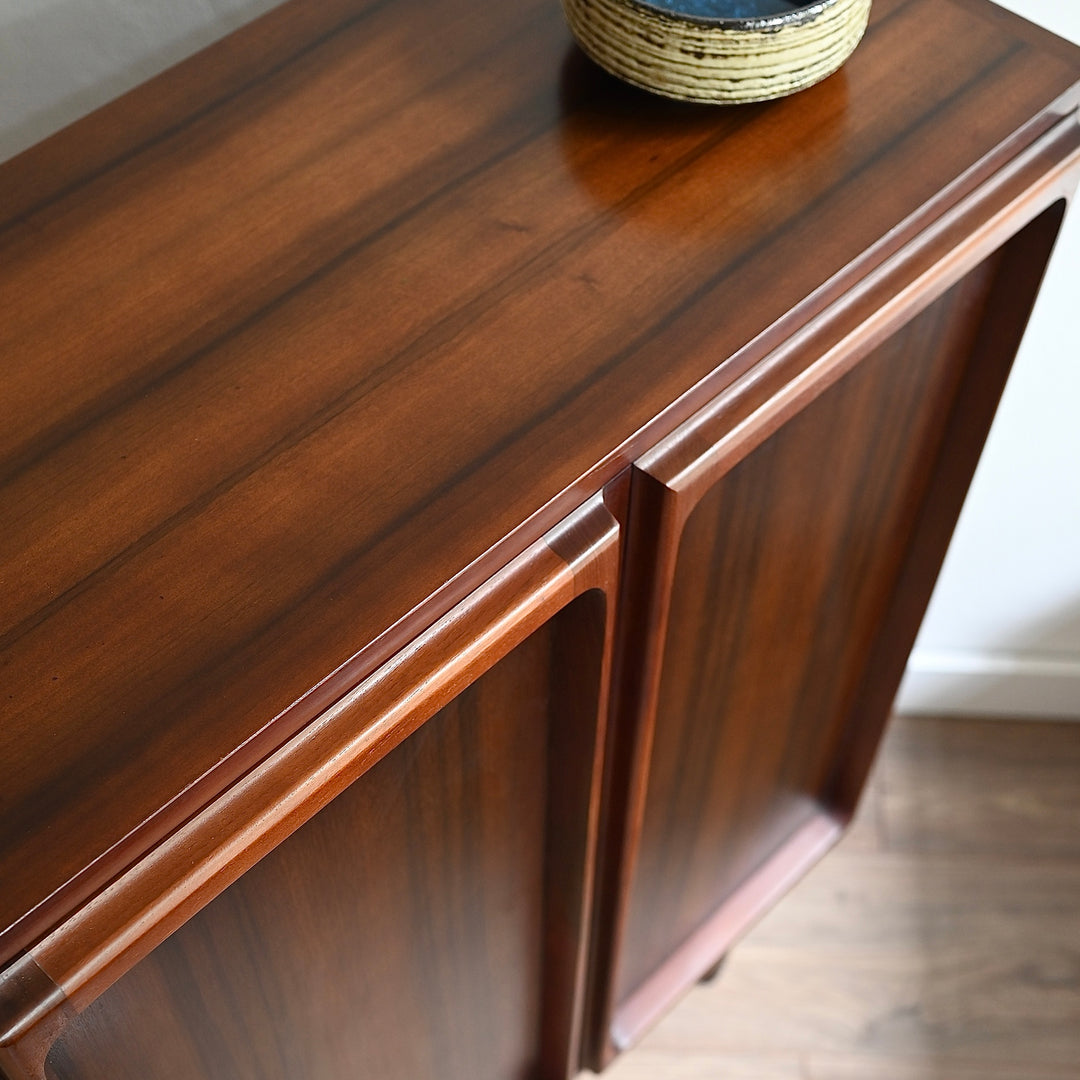 Mid Century Walnut Sideboard Bar Cabinet by Chiswell