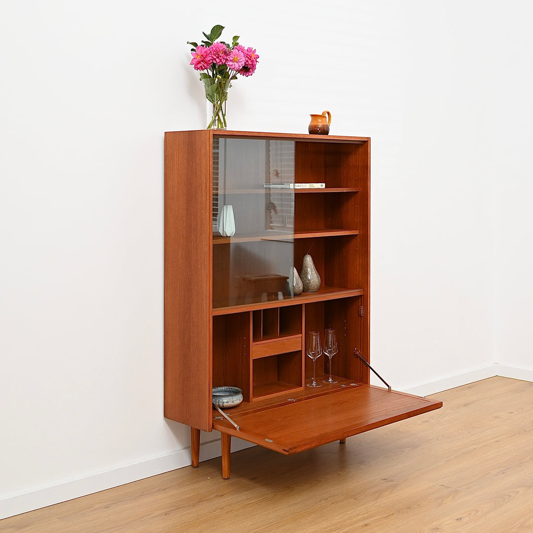 Parker Teak Mid Century Display Cabinet Bookshelf