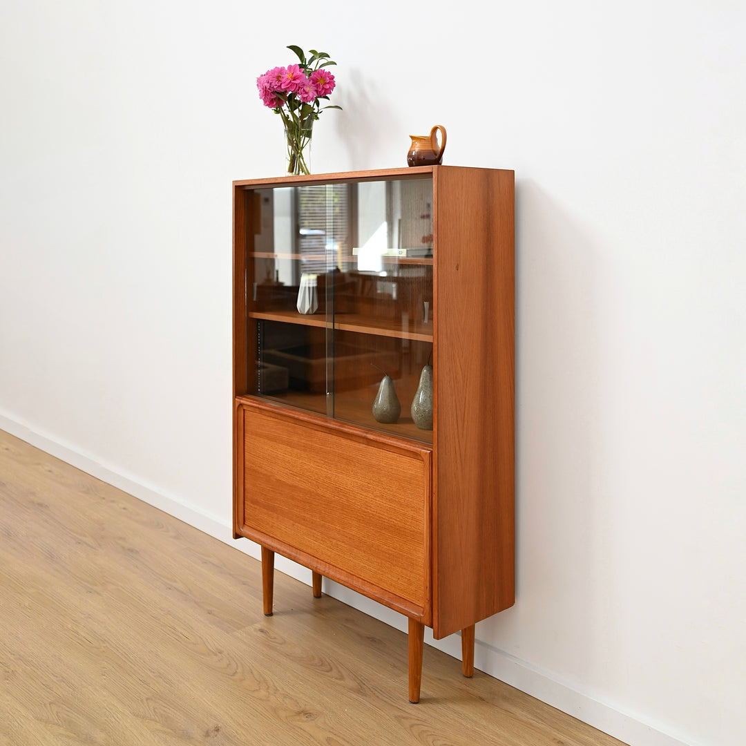 Parker Teak Mid Century Display Cabinet Bookshelf