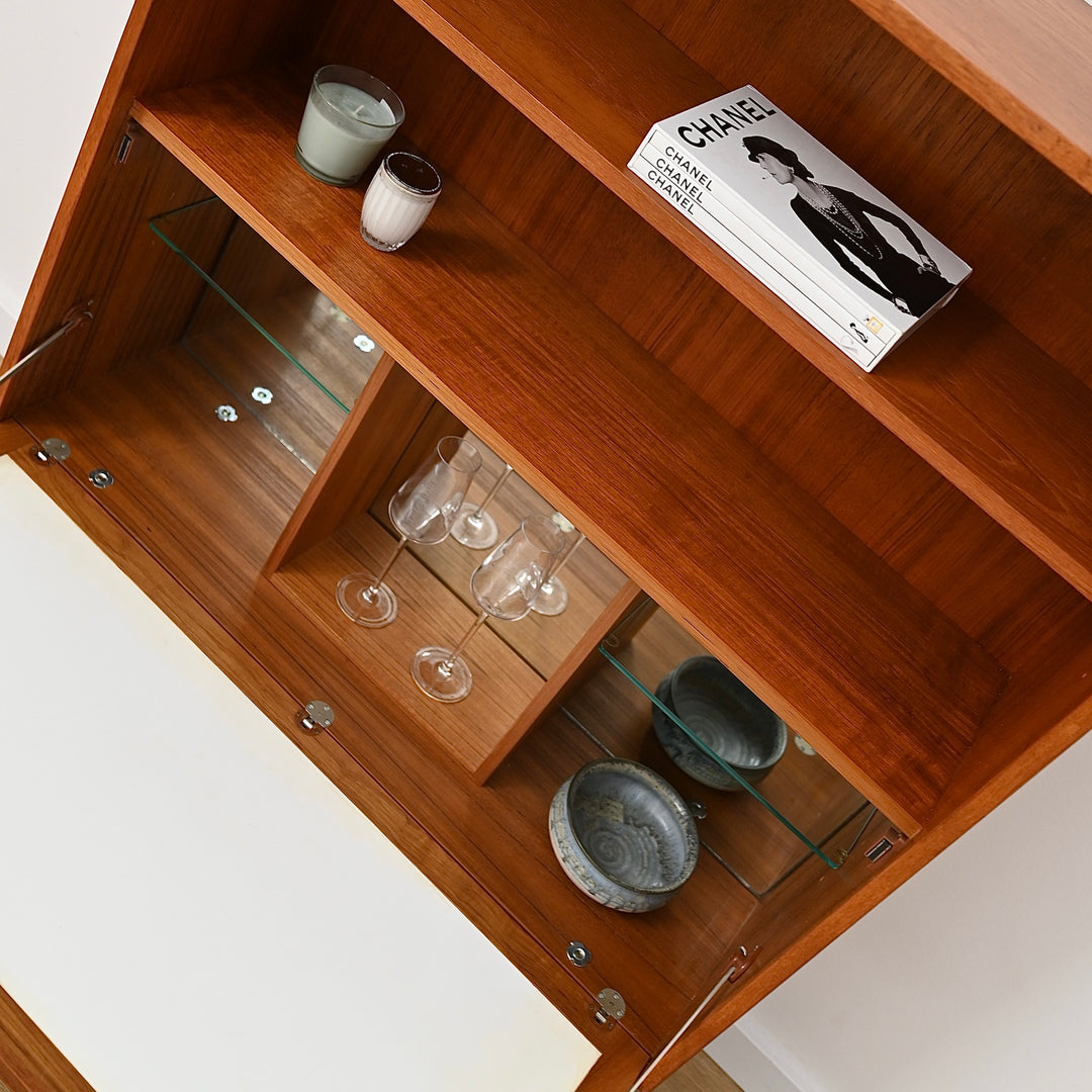 Parker Teak Mid Century Bookshelf Bar Wall Unit Bookcase