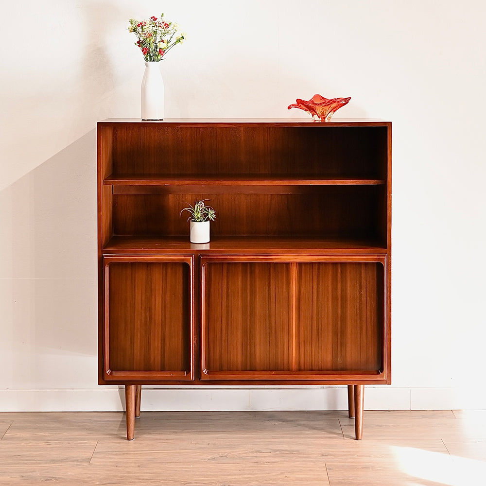 Mid Century Walnut Sideboard Credenza Bar Cabinet by Chiswell
