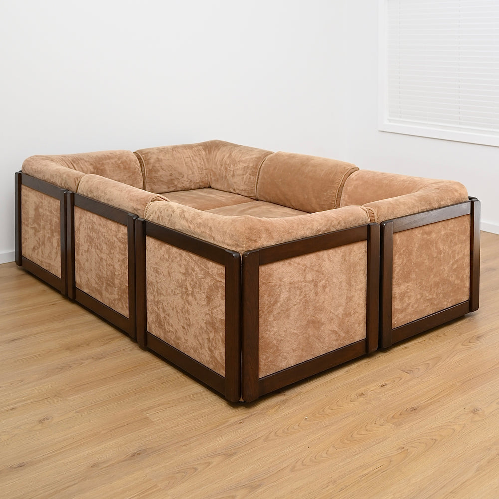 Mid Century Playpen Modular Sofa Lounge Crushed Velvet by Chiswell 