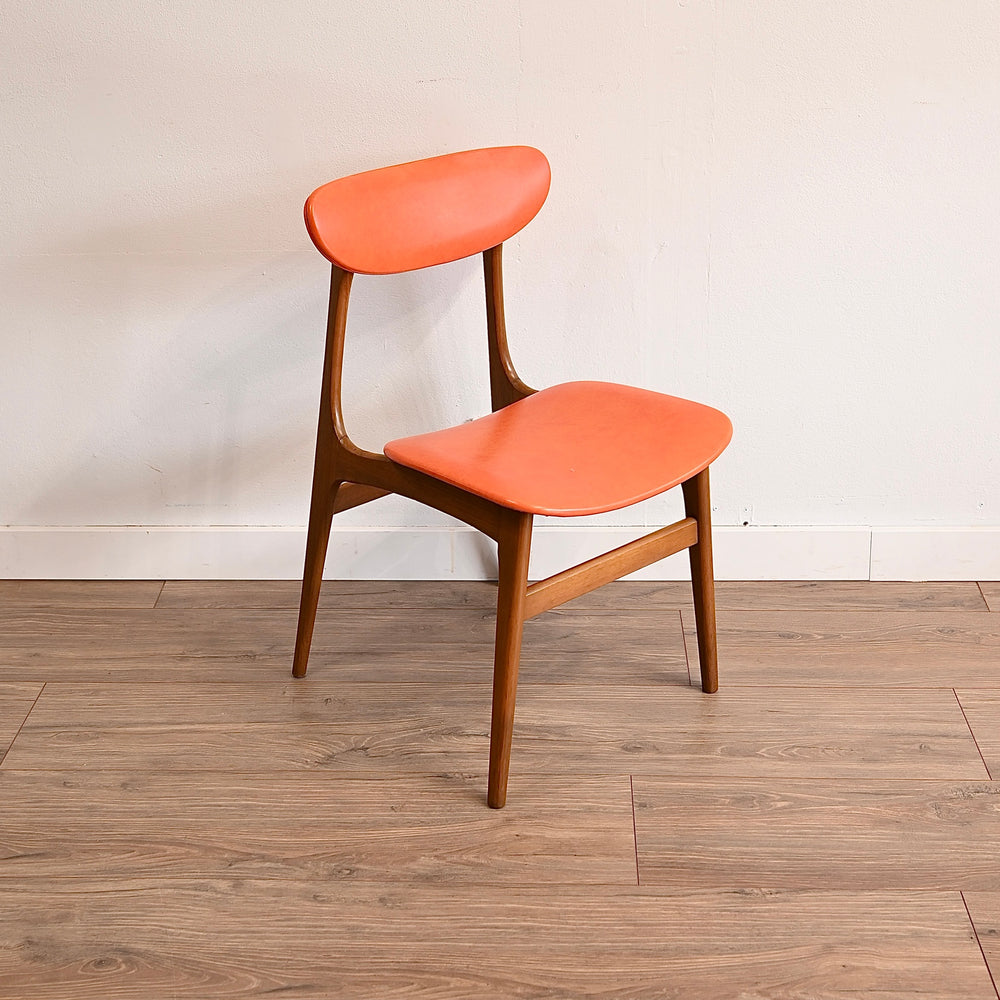 4x Mid Century Orange Vinyl Dining Chairs by Elite