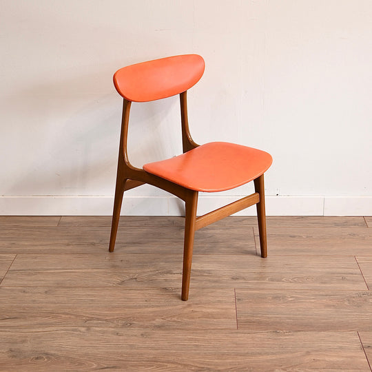 4x Mid Century Orange Vinyl Dining Chairs by Elite