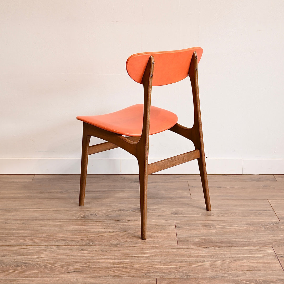 4x Mid Century Orange Vinyl Dining Chairs by Elite