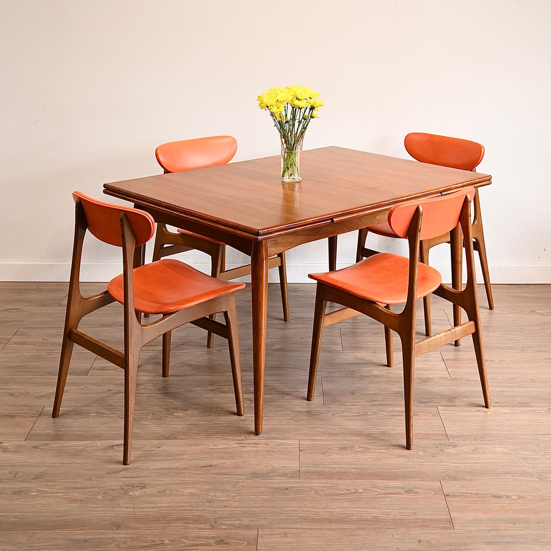 4x Mid Century Orange Vinyl Dining Chairs by Elite