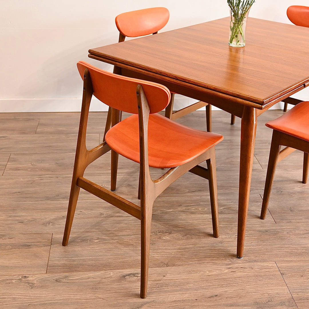 4x Mid Century Orange Vinyl Dining Chairs by Elite