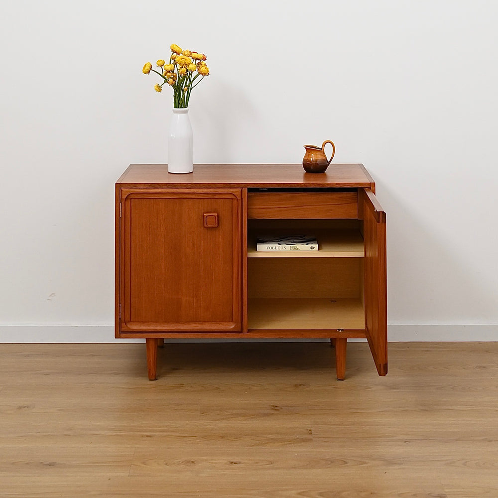 Mid Century Parker Teak LP Record Cabinet Square Handle
