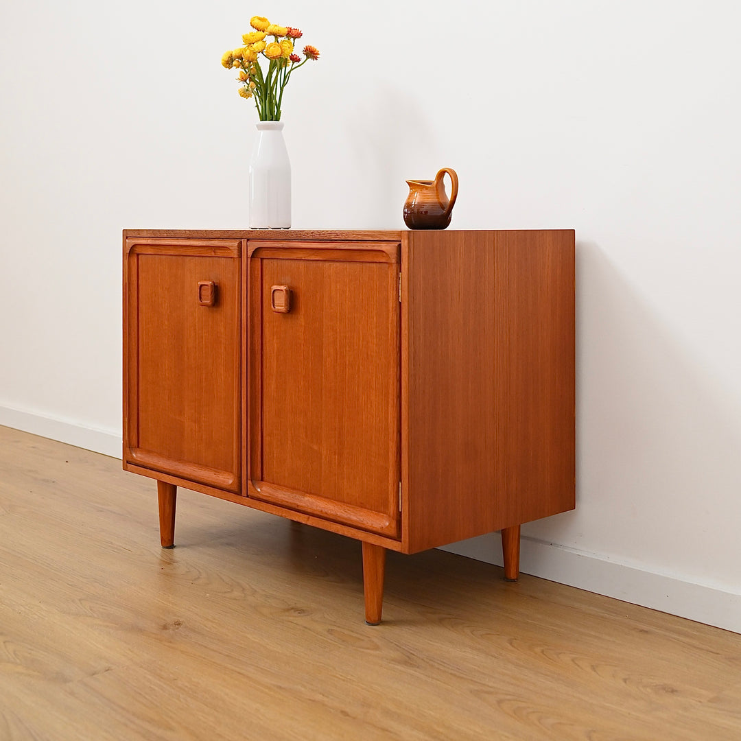 Mid Century Parker Teak LP Record Cabinet Square Handle