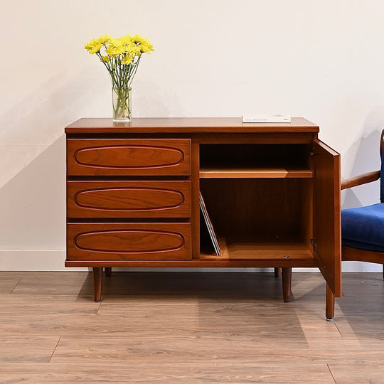 Mid Century Teak Sideboard LP Cabinet with Drawers by Noblett