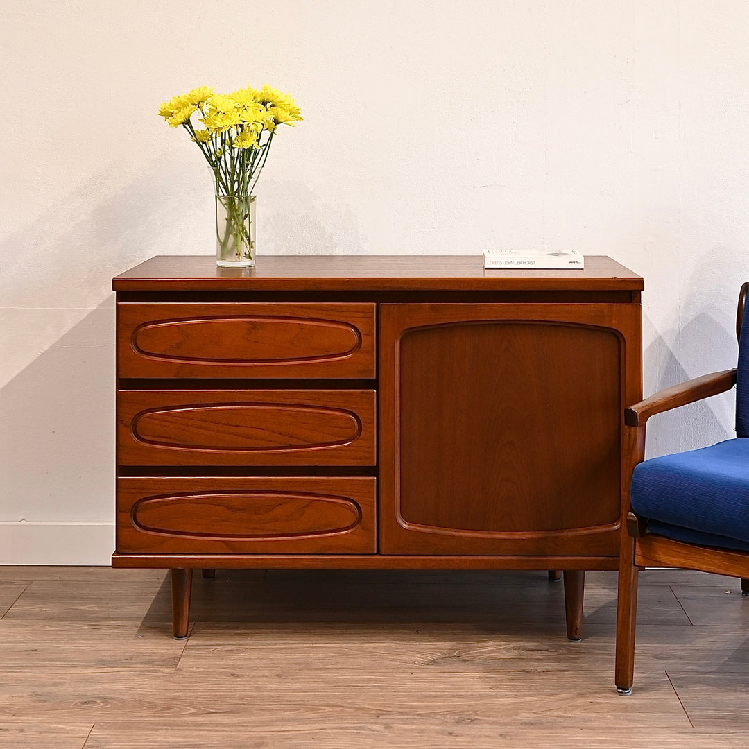Mid Century Teak Sideboard LP Cabinet with Drawers by Noblett