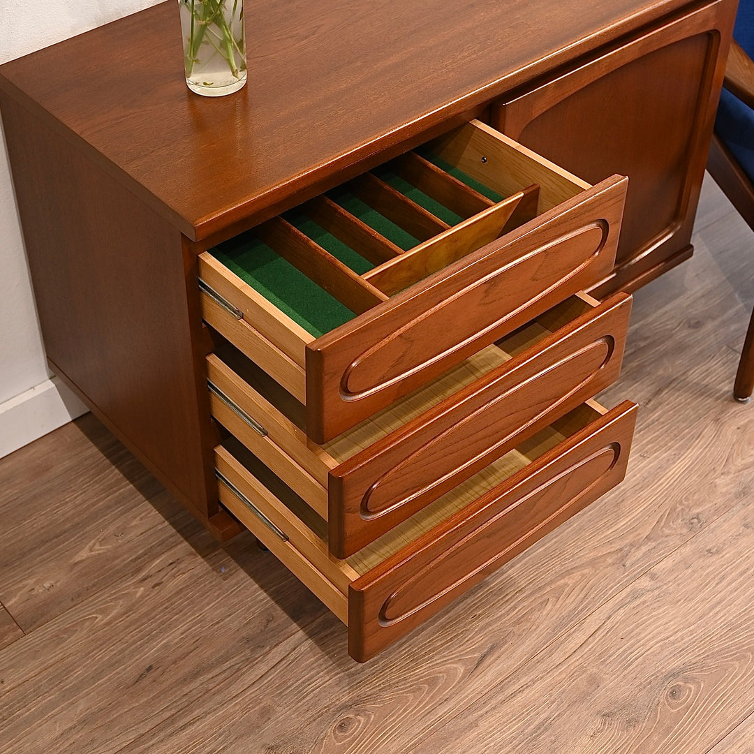 Mid Century Teak Sideboard LP Cabinet with Drawers by Noblett