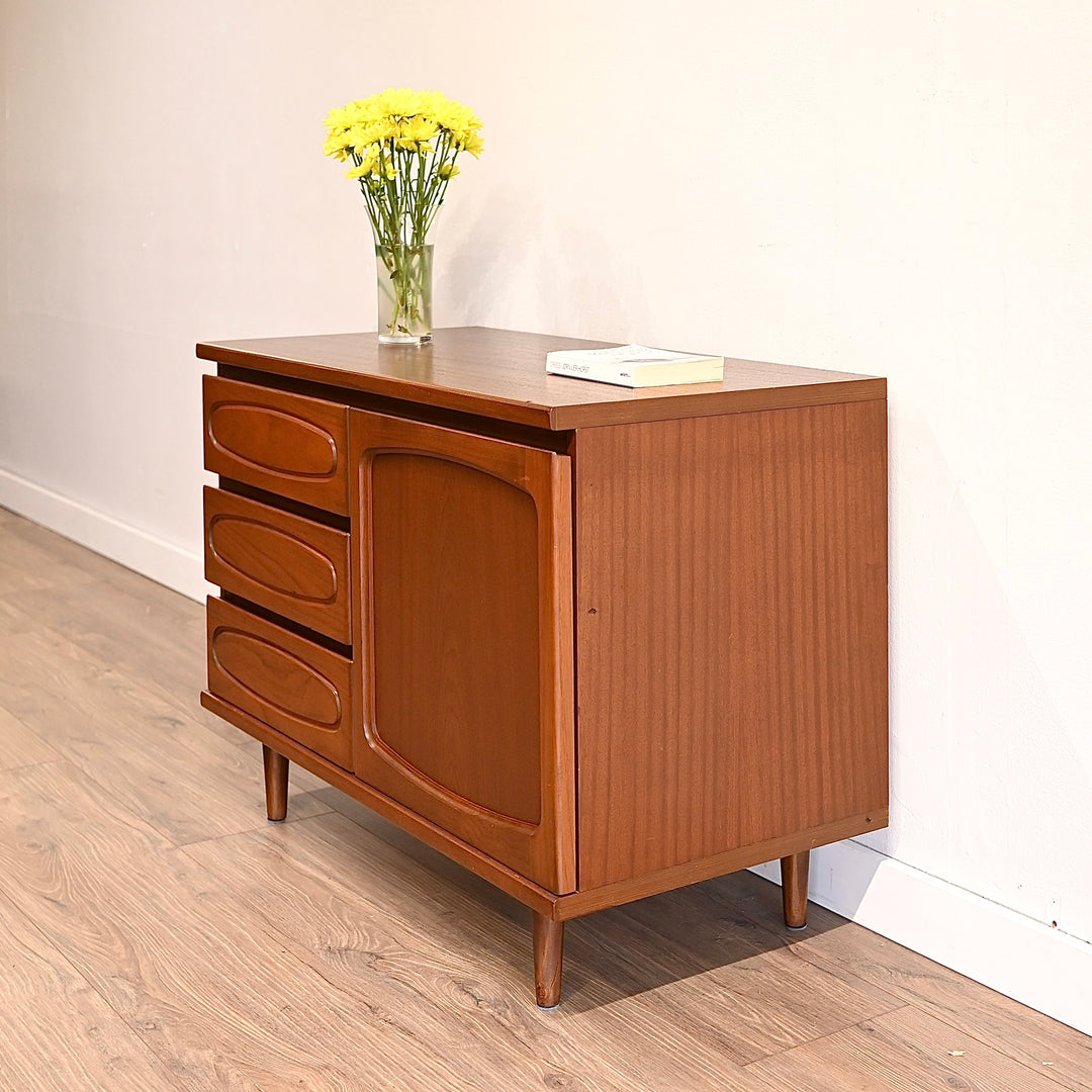 Mid Century Teak Sideboard LP Cabinet with Drawers by Noblett