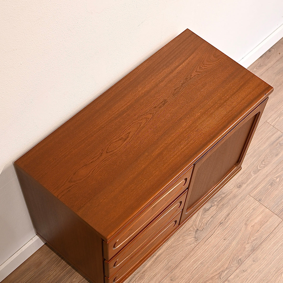 Mid Century Teak Sideboard LP Cabinet with Drawers by Noblett