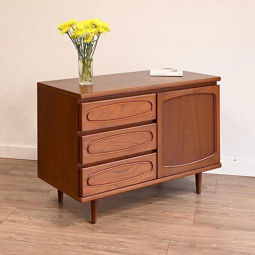Mid Century Teak Sideboard LP Cabinet with Drawers by Noblett