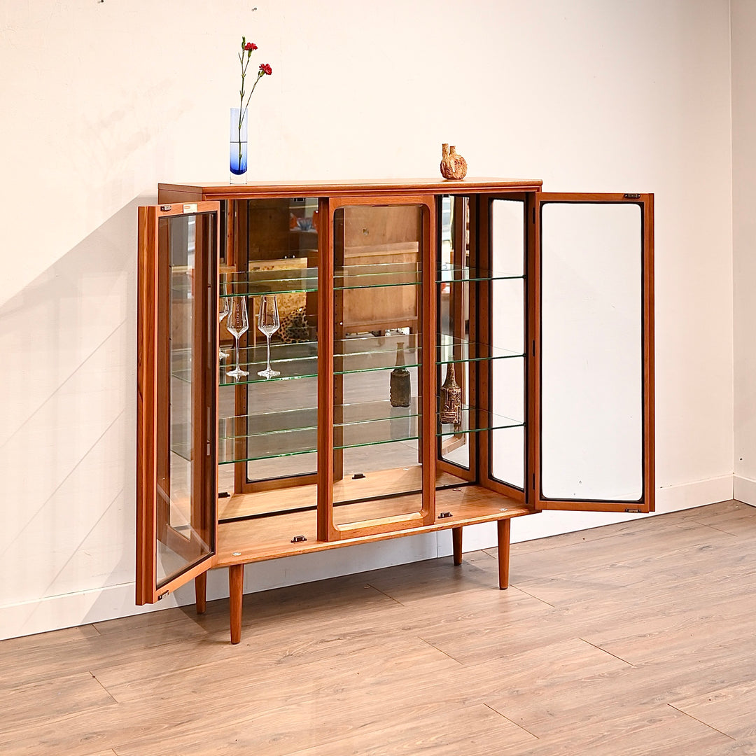 Mid Century Teak Sideboard Display China Cabinet by Chiswell
