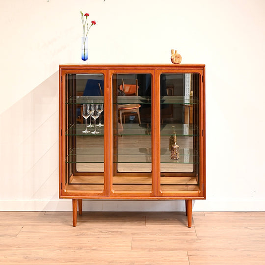 Mid Century Teak Sideboard Display China Cabinet by Chiswell