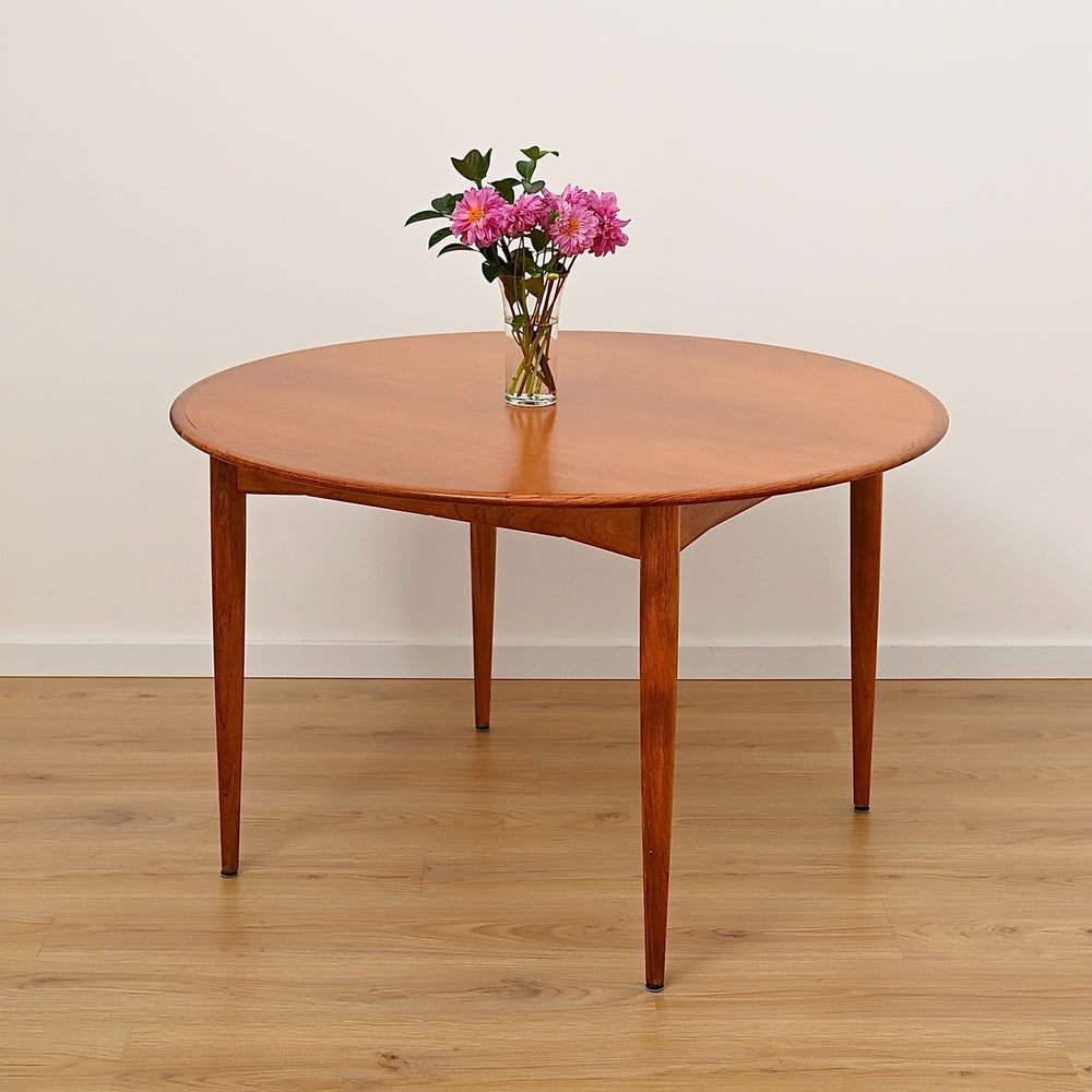 Mid Century Teak Round Dining Table by Parker