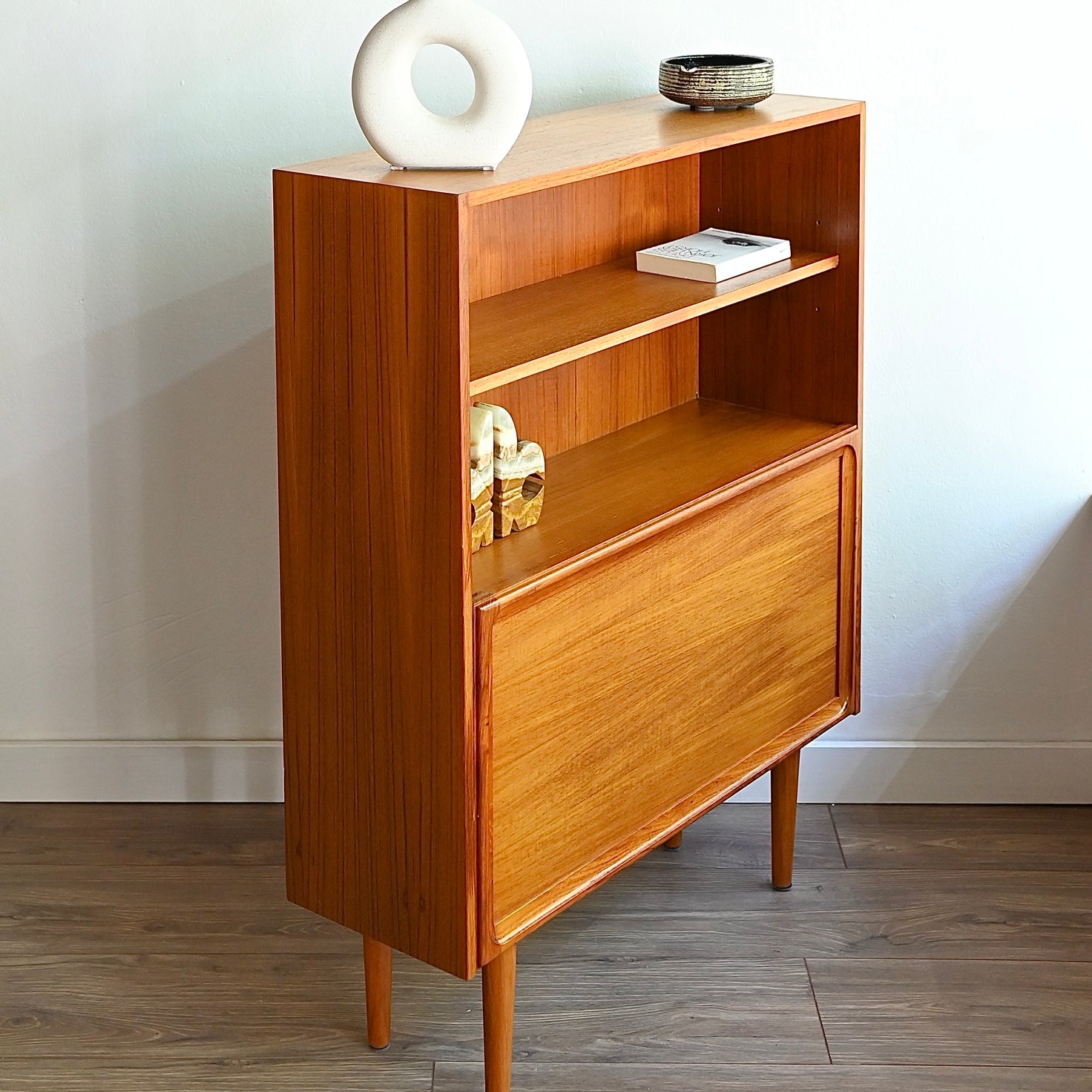 Parker Teak Mid Century Bookshelf Bar Wall Unit Bookcase