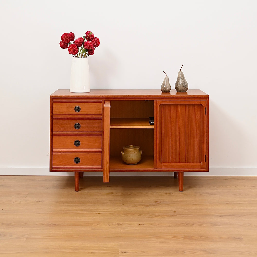 Mid Century Teak Sideboard LP Record Cabinet with Drawers by Chiswell