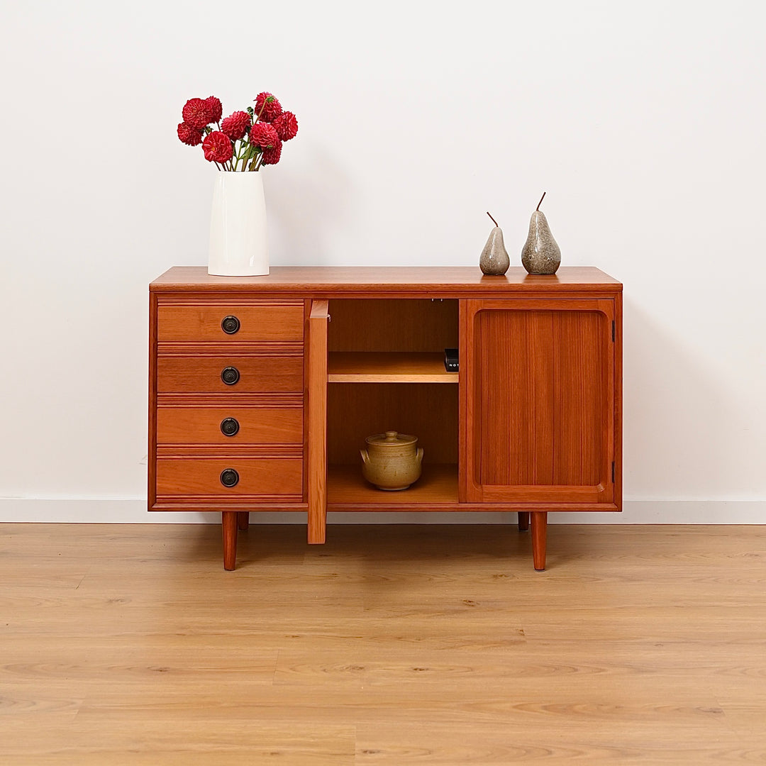 Mid Century Teak Sideboard LP Record Cabinet with Drawers by Chiswell