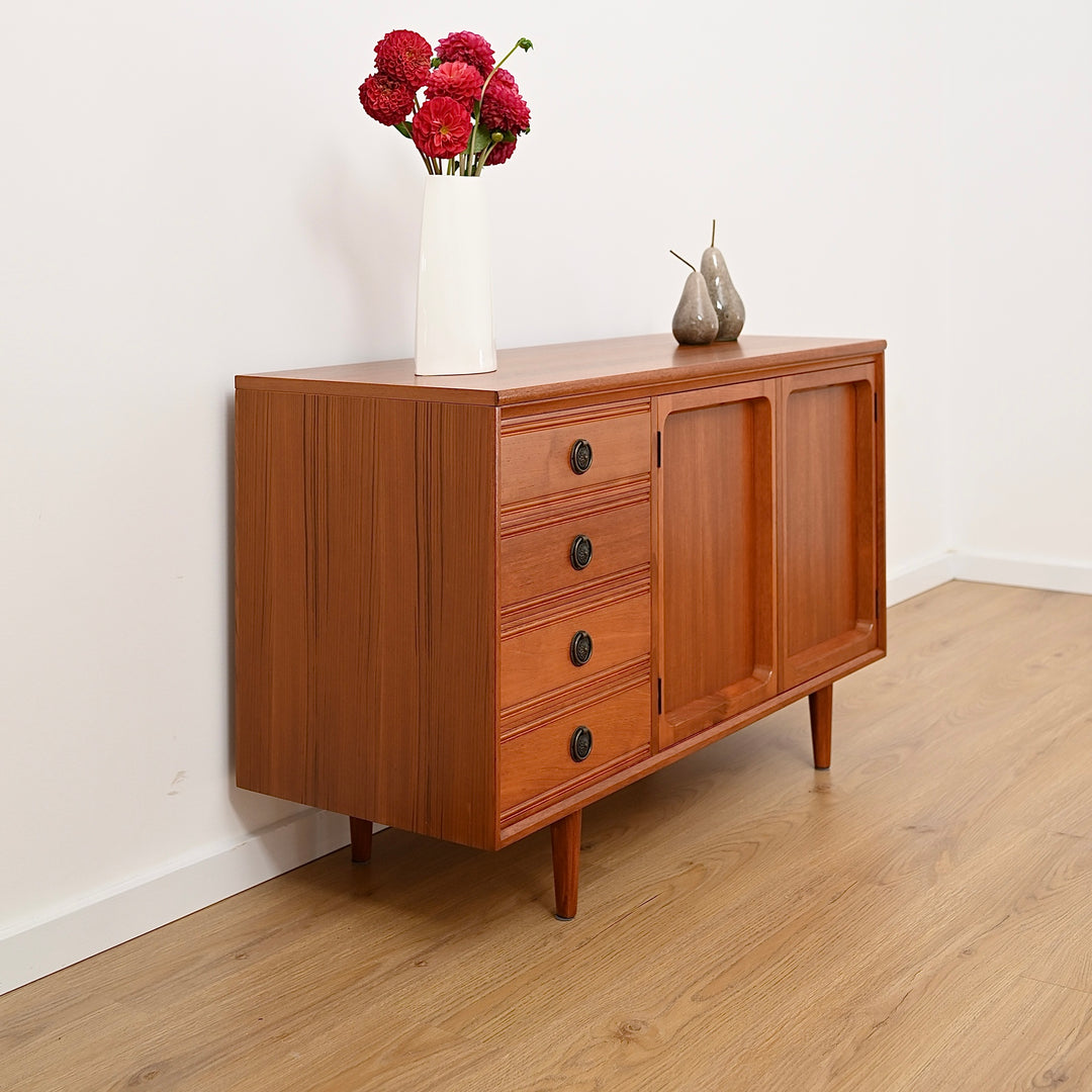 Mid Century Teak Sideboard LP Record Cabinet with Drawers by Chiswell
