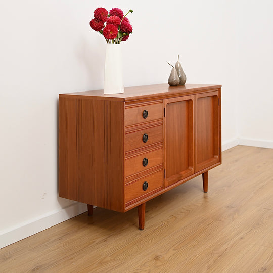 Mid Century Teak Sideboard LP Record Cabinet with Drawers by Chiswell