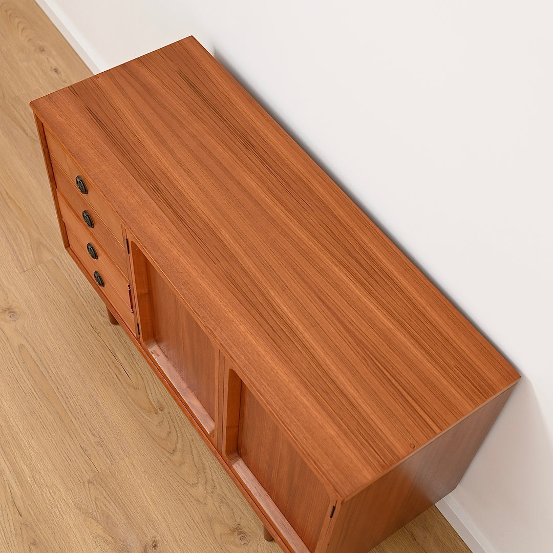 Mid Century Teak Sideboard LP Record Cabinet with Drawers by Chiswell