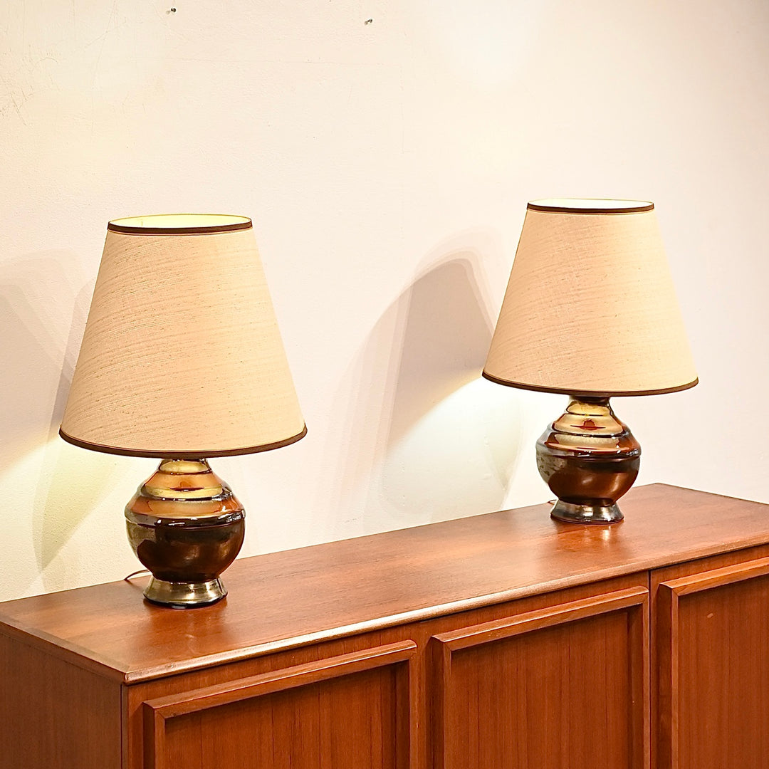 Pair Vintage Mid Century Ceramic Lamps