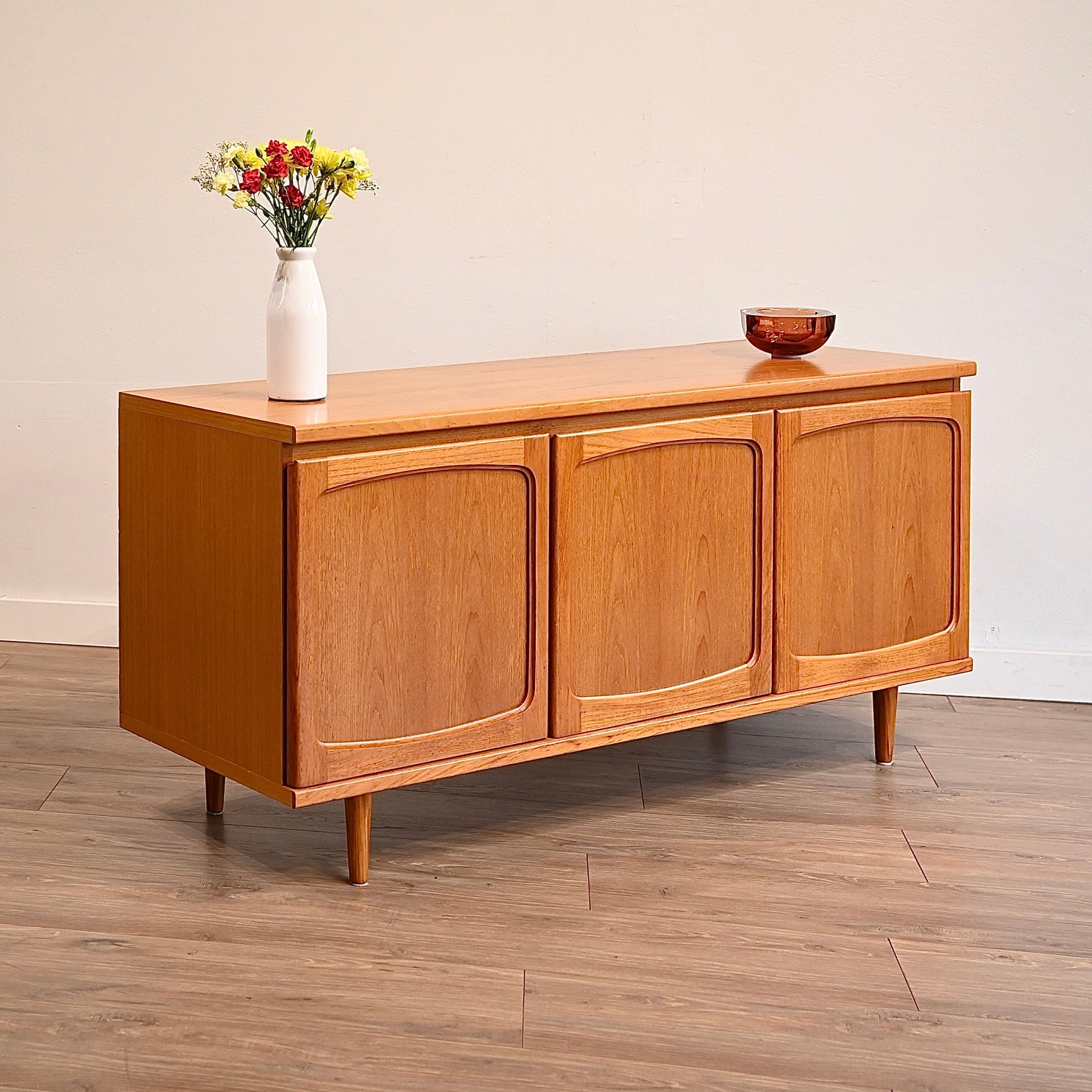 Mid Century Teak Sideboard LP Record Cabinet by Noblett