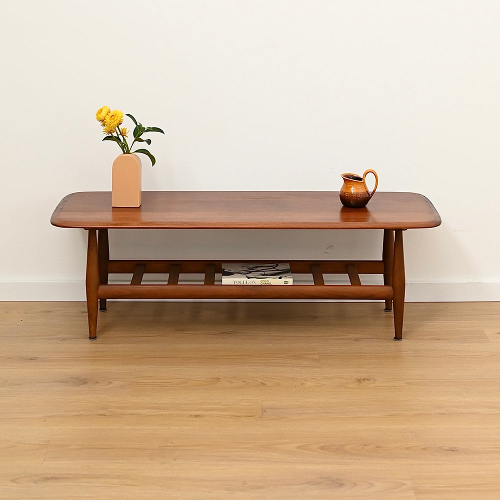 Mid Century Teak and Blackwood " Fisco" Coffee Table with Magazine Rack by T.H Brown