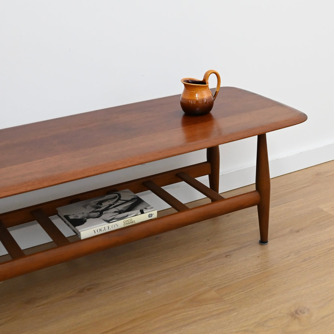 Mid Century Teak and Blackwood " Fisco" Coffee Table with Magazine Rack by T.H Brown