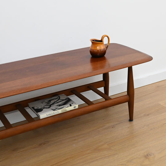 Mid Century Teak and Blackwood " Fisco" Coffee Table with Magazine Rack by T.H Brown
