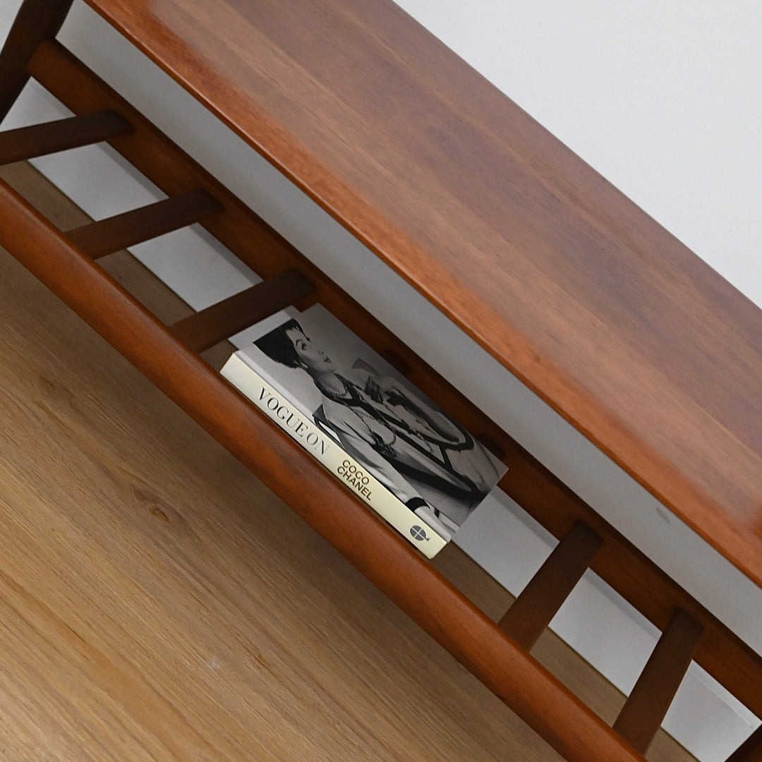 Mid Century Teak and Blackwood " Fisco" Coffee Table with Magazine Rack by T.H Brown