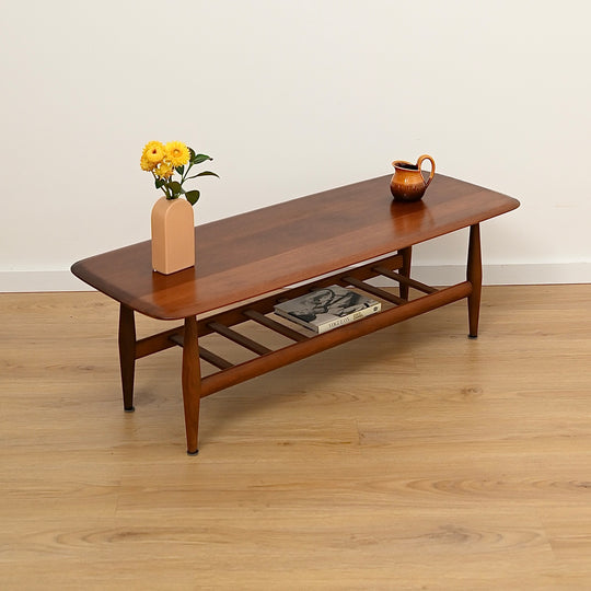 Mid Century Teak and Blackwood " Fisco" Coffee Table with Magazine Rack by T.H Brown