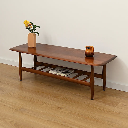Mid Century Teak and Blackwood " Fisco" Coffee Table with Magazine Rack by T.H Brown