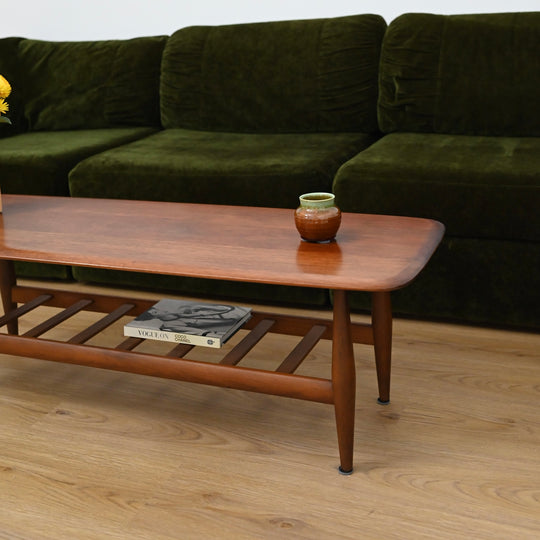 Mid Century Teak and Blackwood " Fisco" Coffee Table with Magazine Rack by T.H Brown