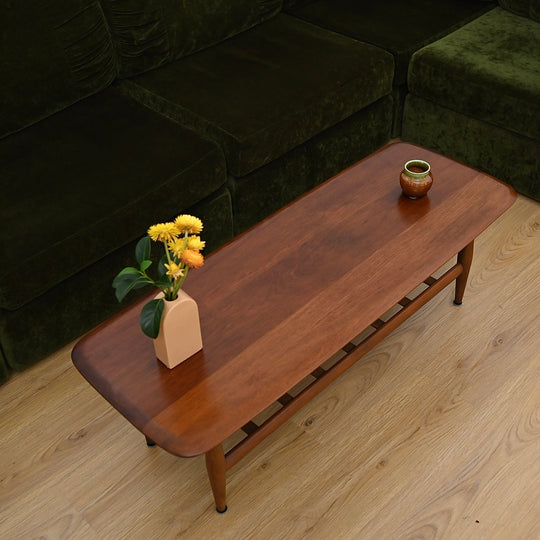 Mid Century Teak and Blackwood " Fisco" Coffee Table with Magazine Rack by T.H Brown