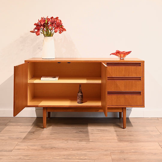 Mid Century Teak Sideboard LP Buffet Cabinet by Wrightbilt