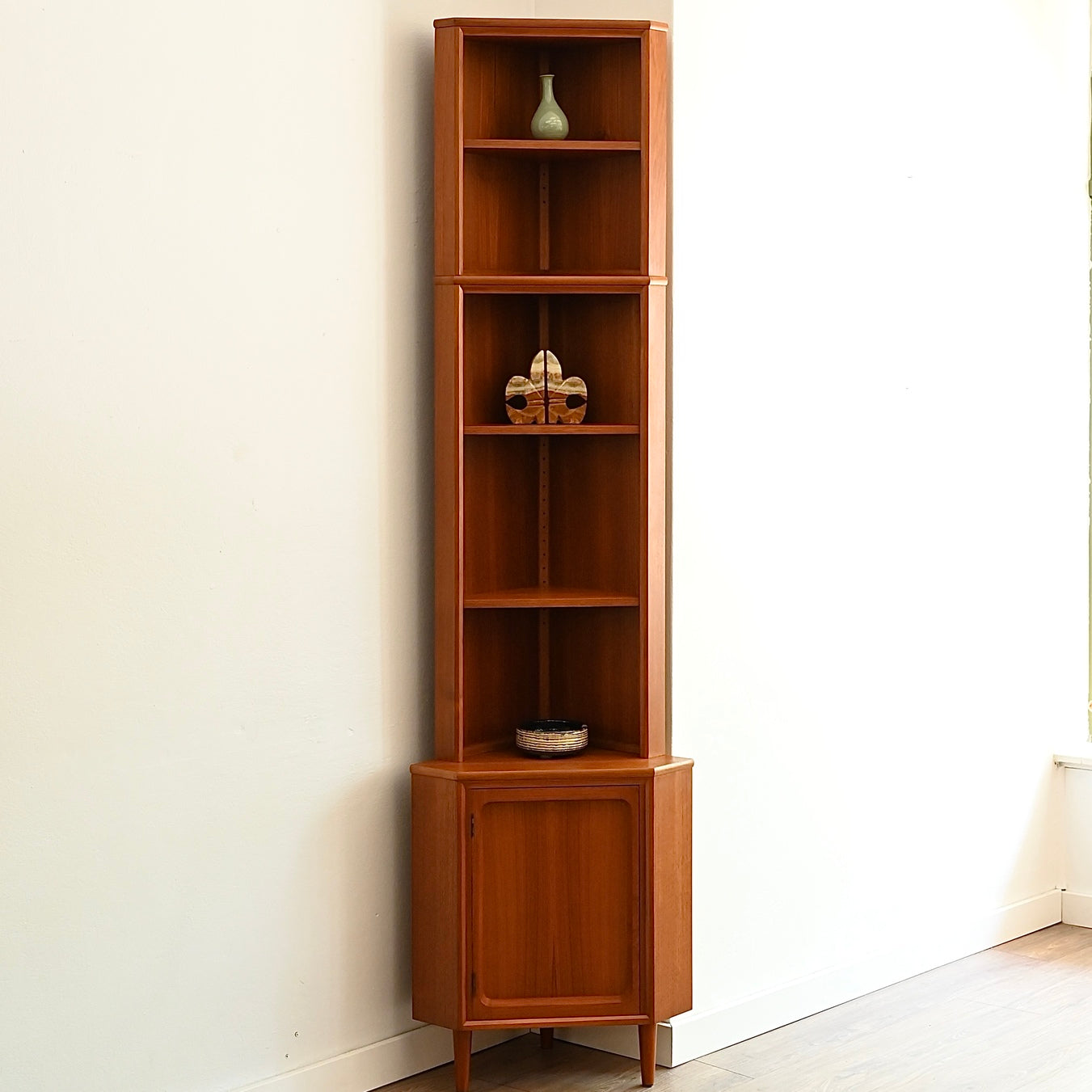 Mid Century Teak Sideboard Corner Cabinet Bookshelf by Chiswell