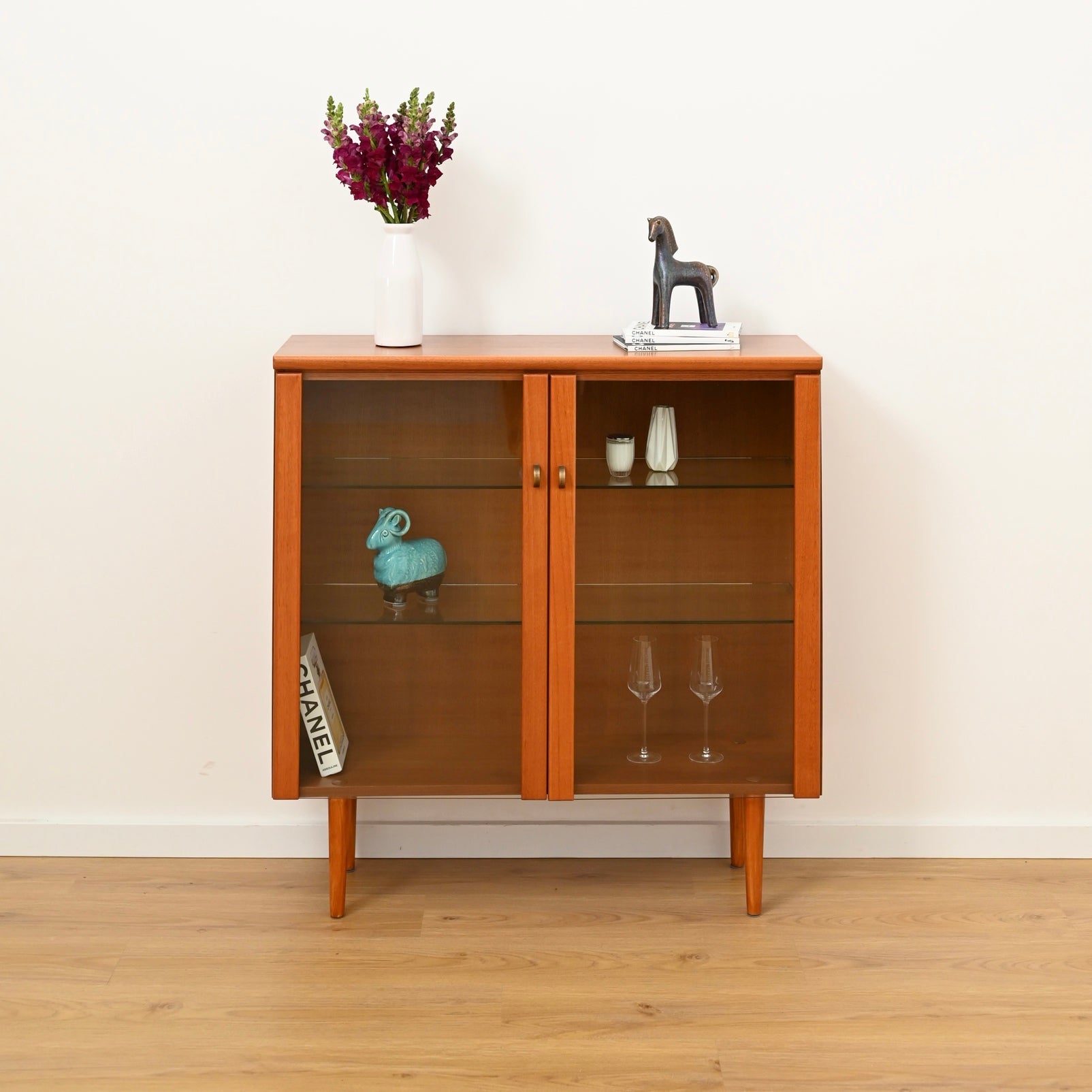 Mid Century Teak Minimalist Sideboard Display Cabinet by Parker Furniture